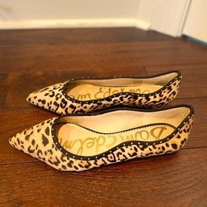 Sam Edelman Pointed Toe Calf Hair Leopard Stud Flats